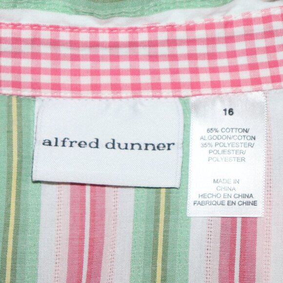 🌸💚🧵 Alfred Dunner Shirt · Embroidered Stripes · Size 16 - Picture 2 of 7